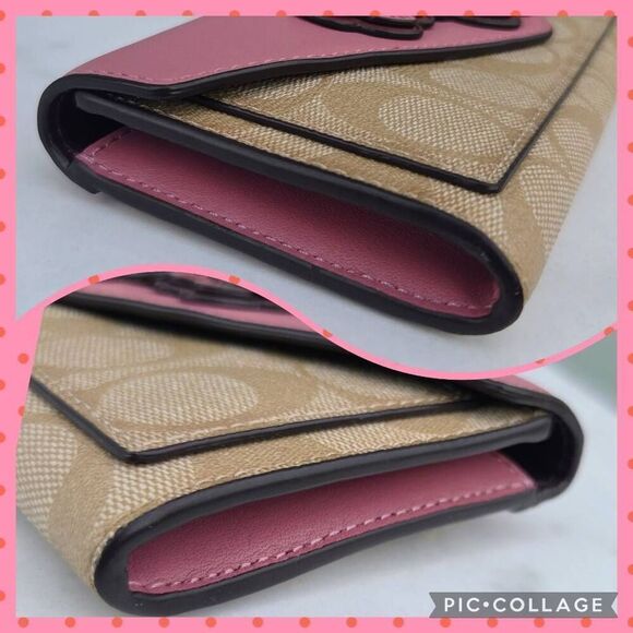 Coach Slim Envelope Wallet In Signature Canvas With Butterfly Appliques - Picture 5 of 9